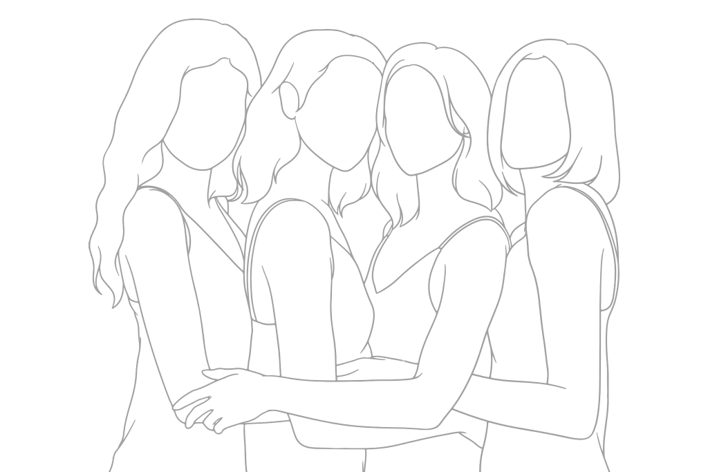 Young Girls Hugging Hand Drawn Style Vector Illustration - Edited - Edited